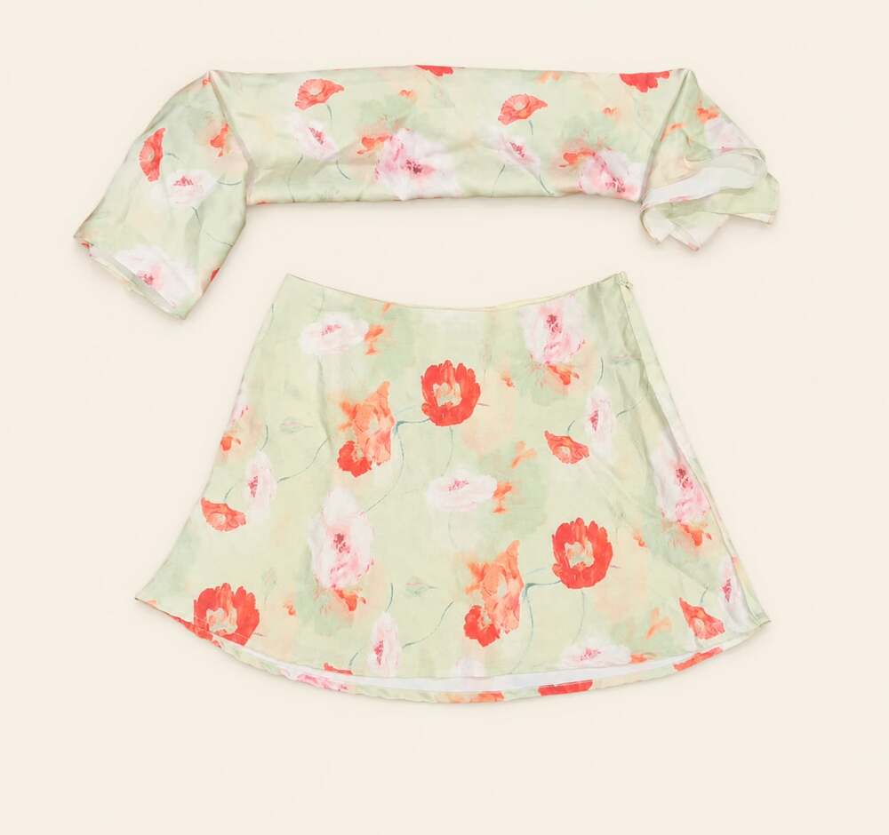 Emory Park Floral Mesh Scarf Top & Mini Skirt NWT Set Coquette Y2K